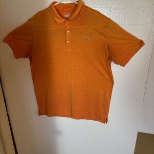 Puma Brand Polo Golf Shirt Orange and White Size Large